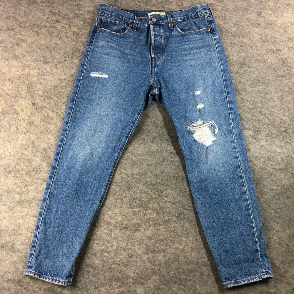 Levi's Women's 31 Wedgie Fit Premium Blue Distressed Denim Jeans Classic